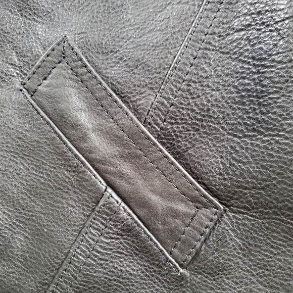 Black Leather Vest- Men's - Picture 3 of 4